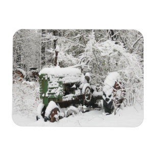 Imán Tractor cubierto de nieve