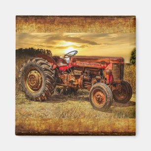 Imán Tractor de granja roja