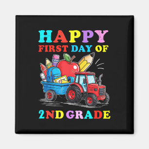Imán Tractor Feliz Primer Día De 2do Grado De Vuelta A