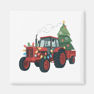 Imán Tractor Granjero Luces de Navidad Tractor Navidad