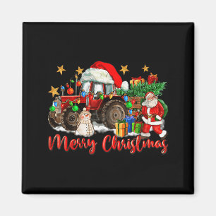 Imán Tractor Navideño Alegre Con Muñeco de Nieve Santa