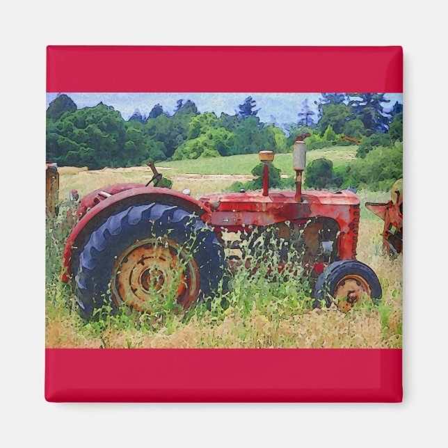Imán Tractor rojo clásico (Frente)
