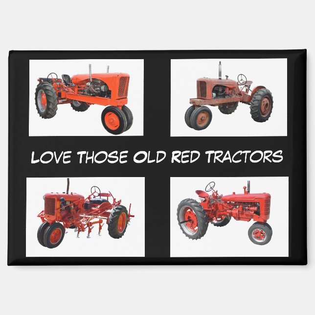 Imán Tractores rojos vintage (Anverso)