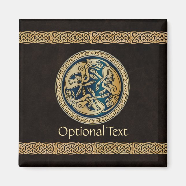 Imán Tradición de Knotwork de Lobo Celta (Frente)