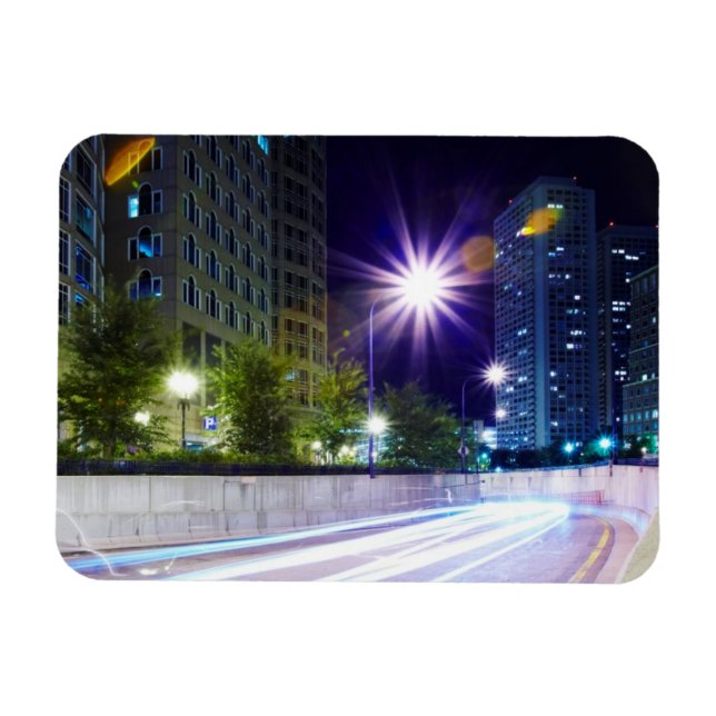 Imán Tráfico borroso de noche (Horizontal)