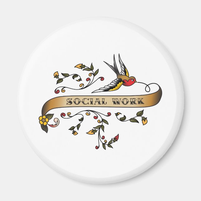 Imán Tragar y desplazarse con el trabajo social (Frente)
