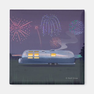 Imán Trailer de viaje Plata RV & Night Sky