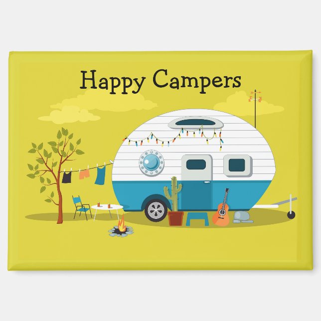 Imán Trailer feliz de campers (Anverso)