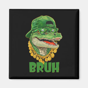 Imán Traje de día de San Patricio de caimán Bruh para a