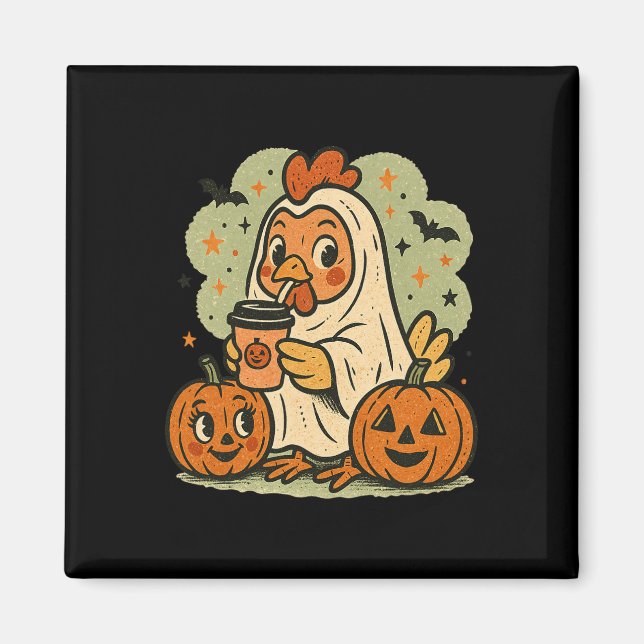 Imán Traje de fantasma de pollo de Halloween Retro Tee  (Frente)