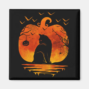 IMÁN TRAJE DE HALLOWEEN DE GATO CALABAZA AMANTE DE GATO