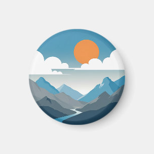 Imán Tranquil Horizon Arte de paisaje montañoso minim