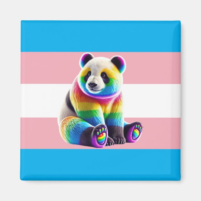 Imán Transgender Pride Flag with Rainbow Panda (Frente)