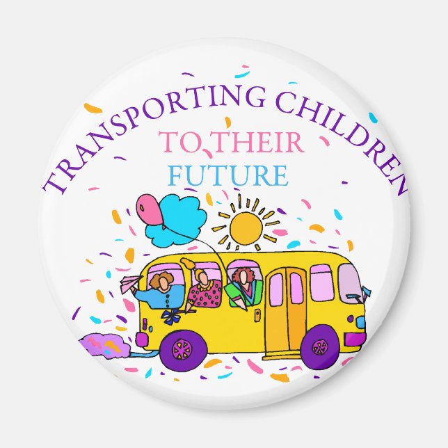 Imán Transportar niños a su futuro (Frente)