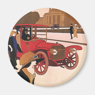 Imán Transporte Antiguo, Automóvil Antiguo Rojo