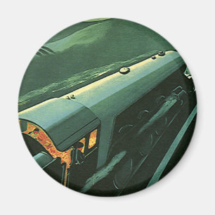 Imán Transporte Vintage, Tren Verde Acelerando