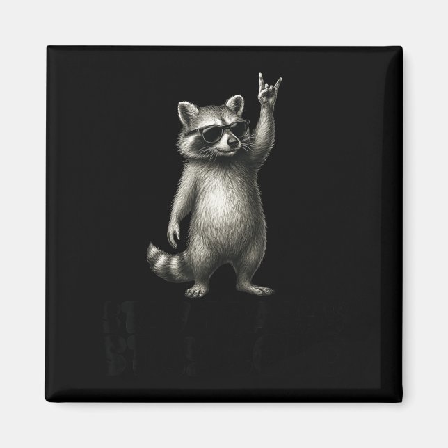 Imán Trash Shades DJ Panda Raccoon Rock (Frente)