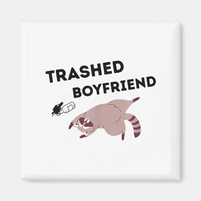 Imán Trashed Boyfriend, Funny Trashed Panda Couples Pre (Frente)