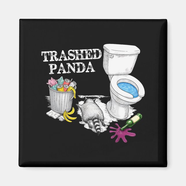 Imán Trashed Panda Drunk Racoon Party Animal Meme Funny (Frente)