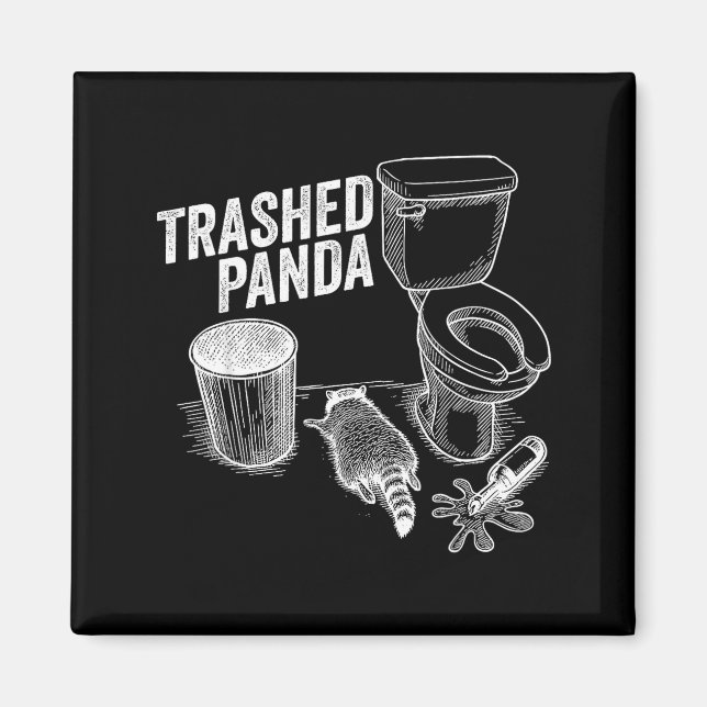 Imán Trashed Panda Funny Drunk Racoon  (Frente)