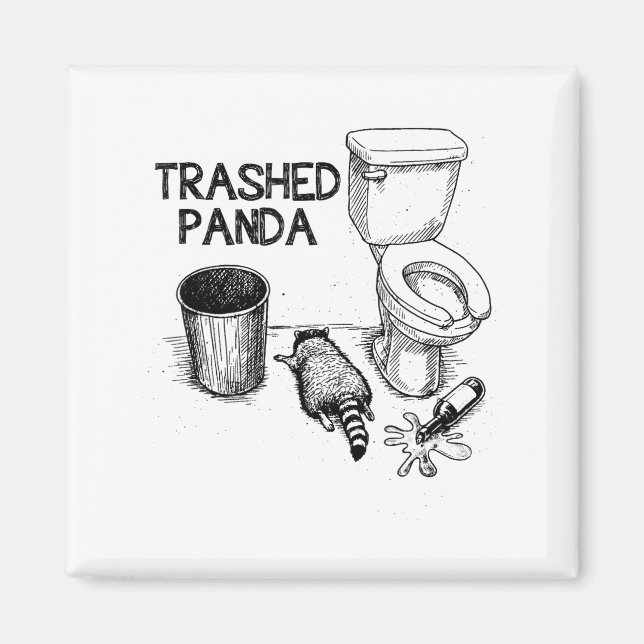 Imán Trashed Panda Funny Drunk Racoon  (Frente)