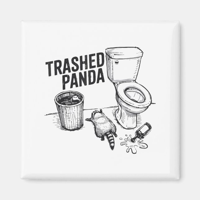 Imán Trashed Panda Funny Drunk Racoon  (Frente)