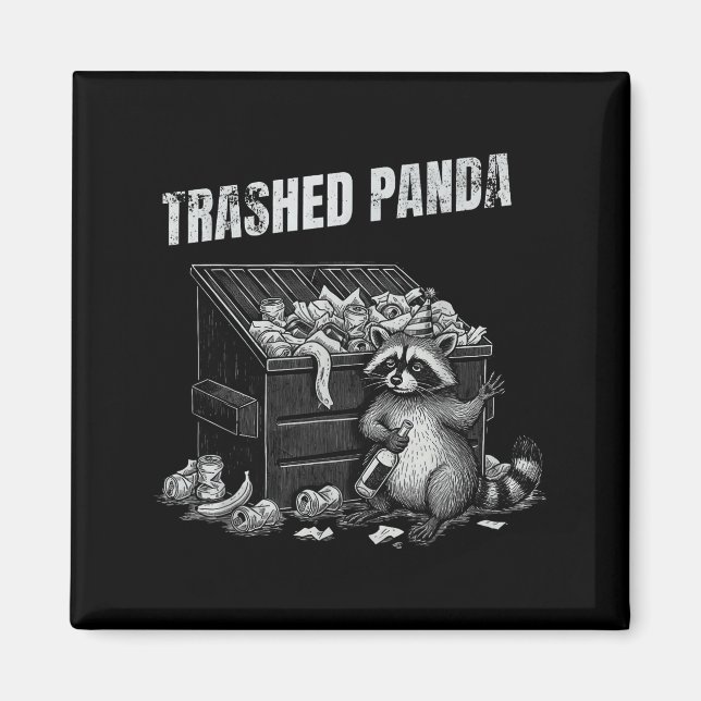Imán Trashed Panda Funny Drunk Racoon Cool Animals Grap (Frente)