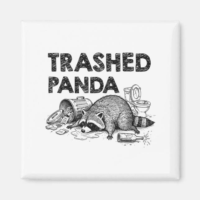 Imán Trashed Panda Funny Drunk Racoon Gets Drunk Meme F (Frente)