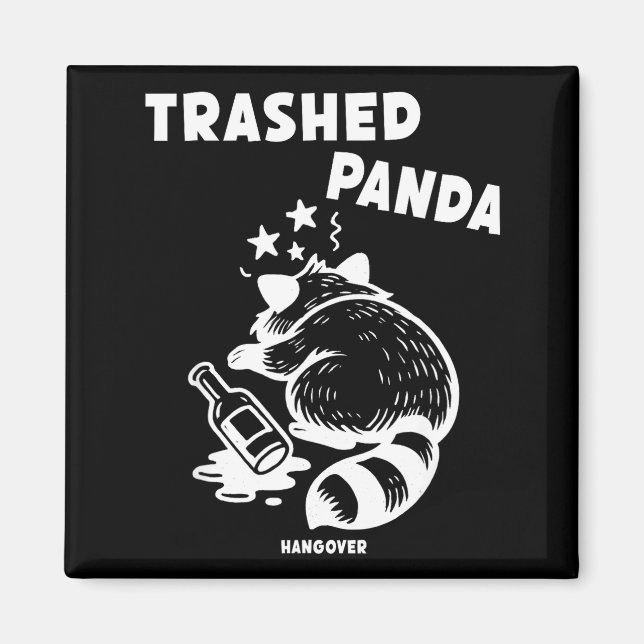 Imán Trashed Panda Hangover Social Media Crazy Drunk Ra (Frente)