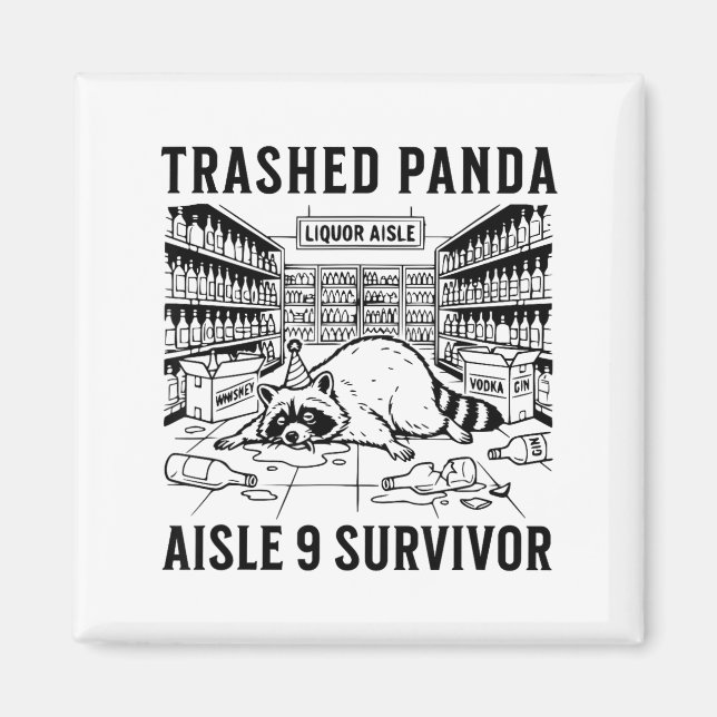 Imán Trashed Panda Liquore Funny Hangover Crazy Drunk R (Frente)