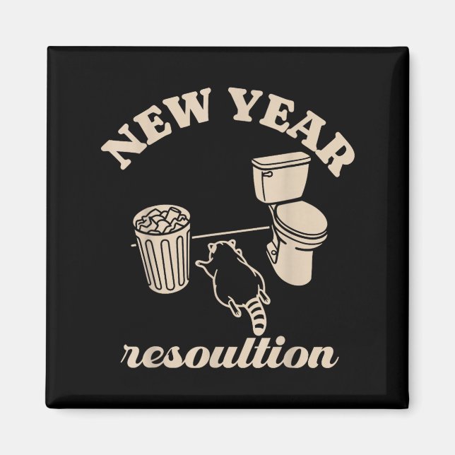 Imán Trashed Panda New Year Resolution Funny Drunk Racc (Frente)