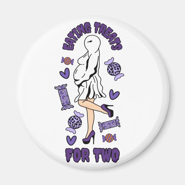 Imán "Tratamientos para comer para dos" Púrpura de Hall (Frente)