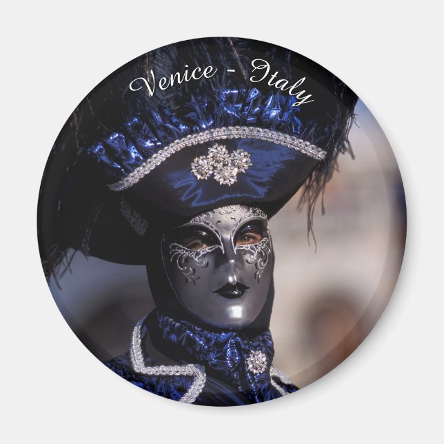 Imán Trato de Carnaval Azul - Venecia, Italia (Frente)