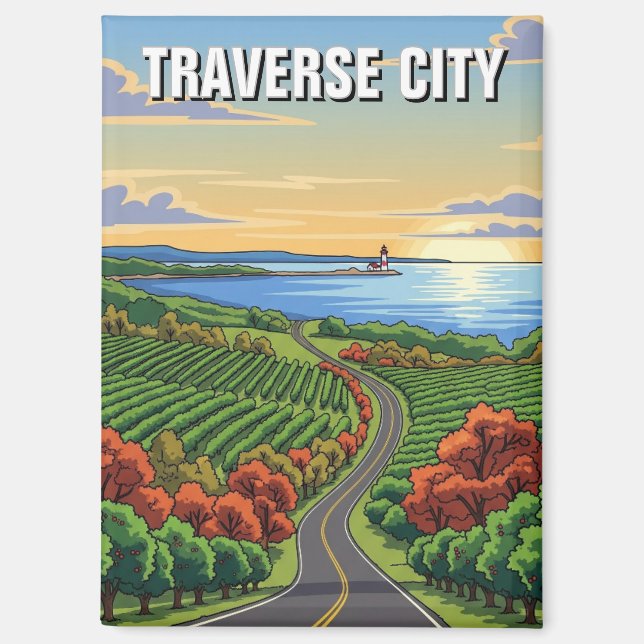 Imán Traverse City Michigan Travel (Anverso)