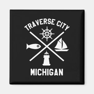 Imán Traverse City Northern Michigan Tee Sailing Boatin