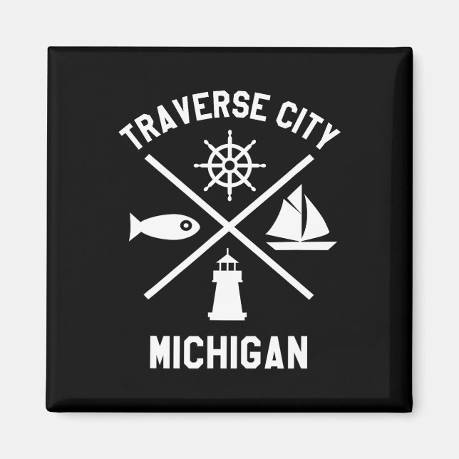 Imán Traverse City Northern Michigan Tee Sailing Boatin (Frente)