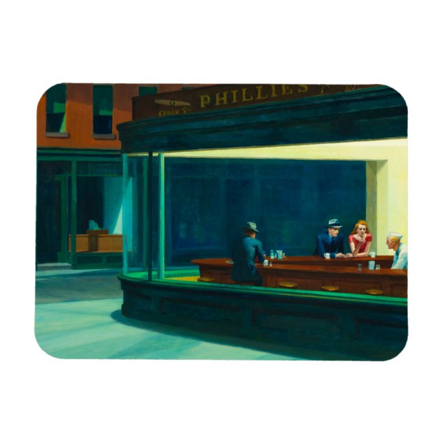 Imán Trazos nocturnos, 1942 por Edward Hopper (Horizontal)