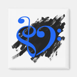 Imán Treble and Bass Clef Musical Heart Royal Blue