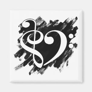 Imán Treble and Bass Clef Musical Heart White