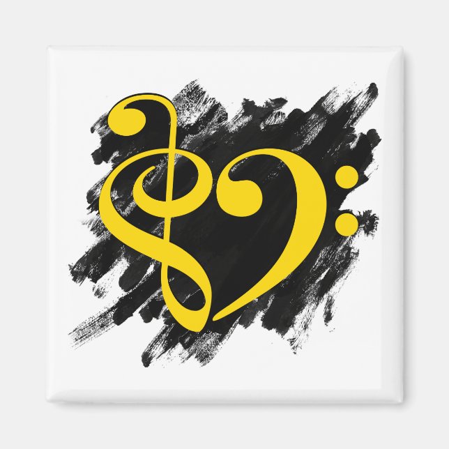 Imán Treble and Bass Clef Musical Heart Yellow (Frente)