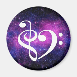 Imán Treble Clef Bass Clef Corazón Fuchsia Nebula púrpu
