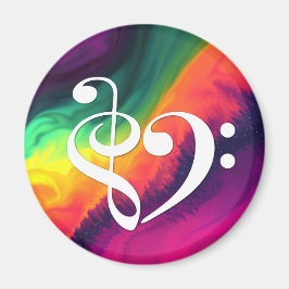 Imán Treble Clef Bass Clef Corazón Waves Arcoiris Nebul