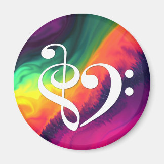 Imán Treble Clef Bass Clef Corazón Waves Arcoiris Nebul
