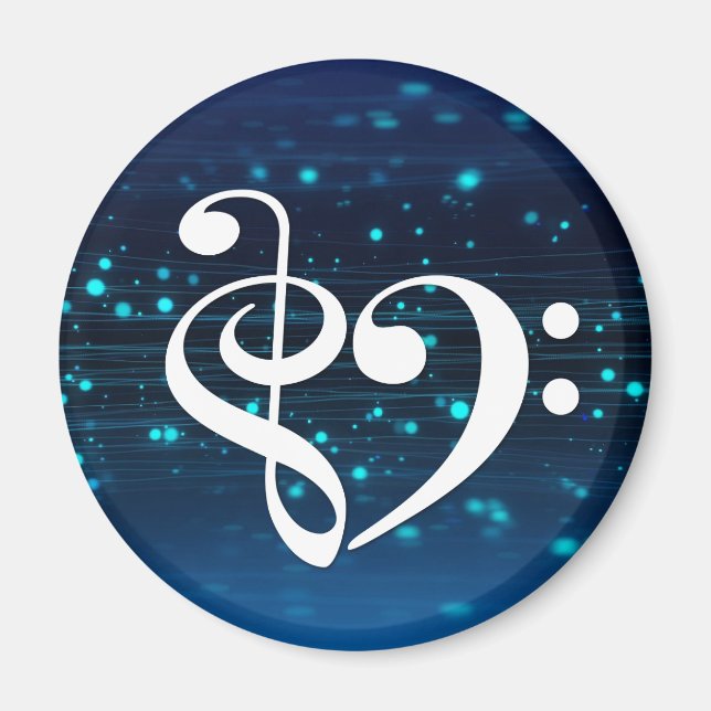 Imán Treble Clef Bass Clef Hearf Blue Cluster Nebula (Frente)