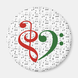 Imán Treble Clef Bass Clef Hearf Music Lover Navidades