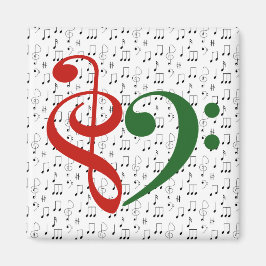 Imán Treble Clef Bass Clef Hearf Music Lover Navidades