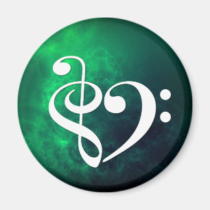 Imán Treble Clef Bass Clef Heart Baid Green Nebula