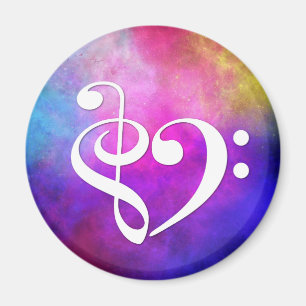Imán Treble Clef Bass Clef Heart Baid Purple Nebula