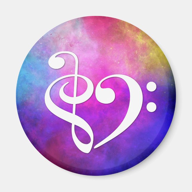 Imán Treble Clef Bass Clef Heart Baid Purple Nebula (Frente)