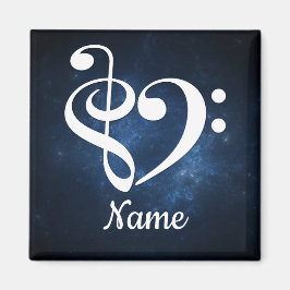 Imán Treble Clef Bass Clef Heart Blue Nebula Personaliz